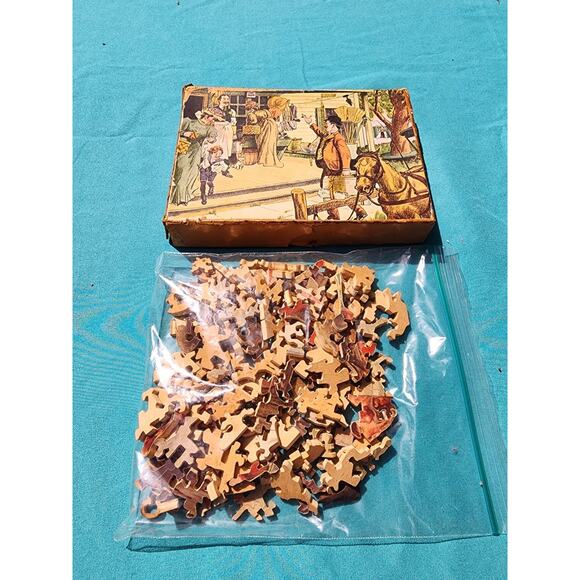 Antique 19th century victorian downtown Wood wooden jigsaw puzzle 1800s RARE - Picture 3 of 8